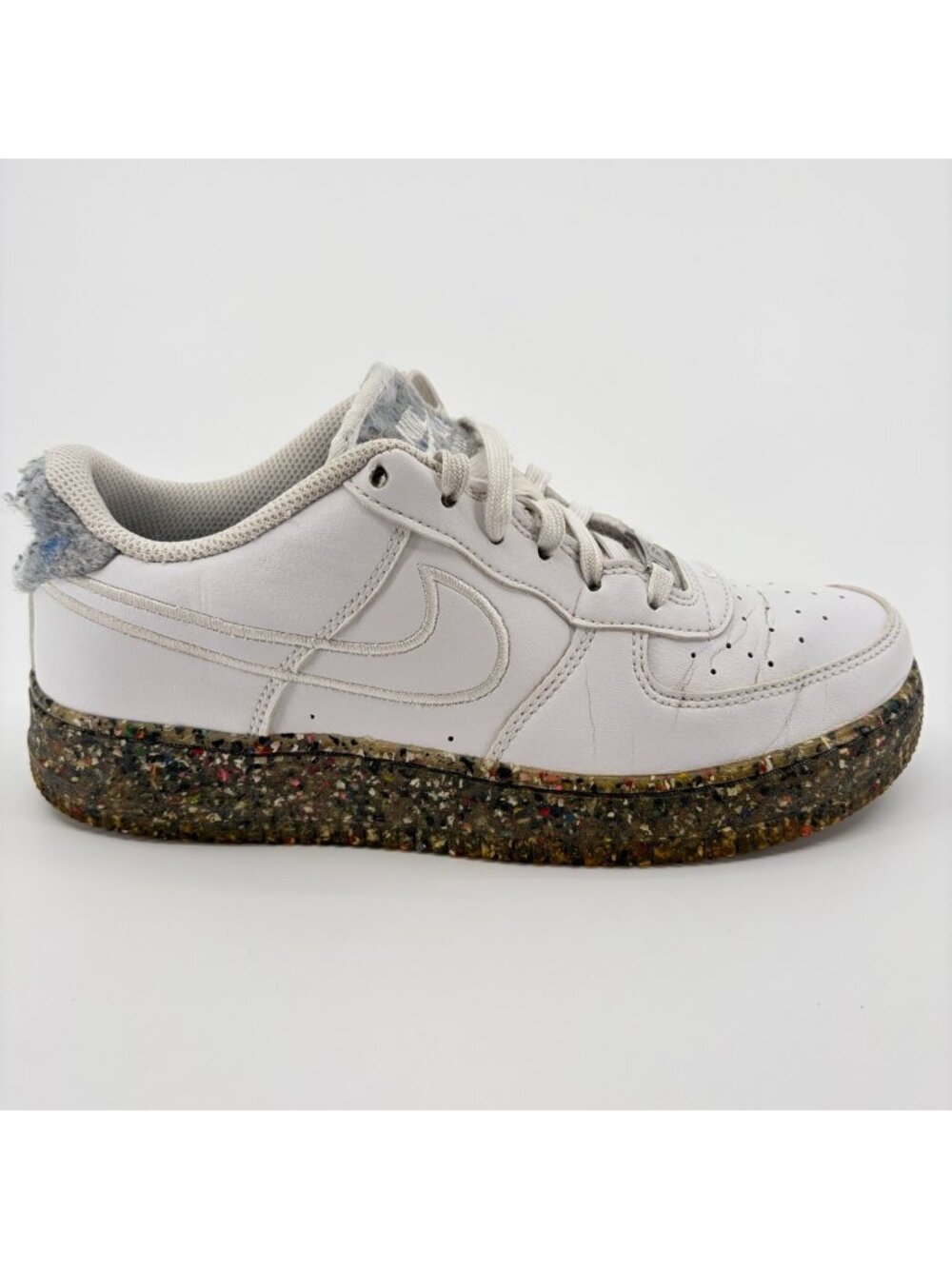 Nike Air Force 1 Low Recycled Wool Boys Size 5.5Y White Athletic Shoes Sneakers